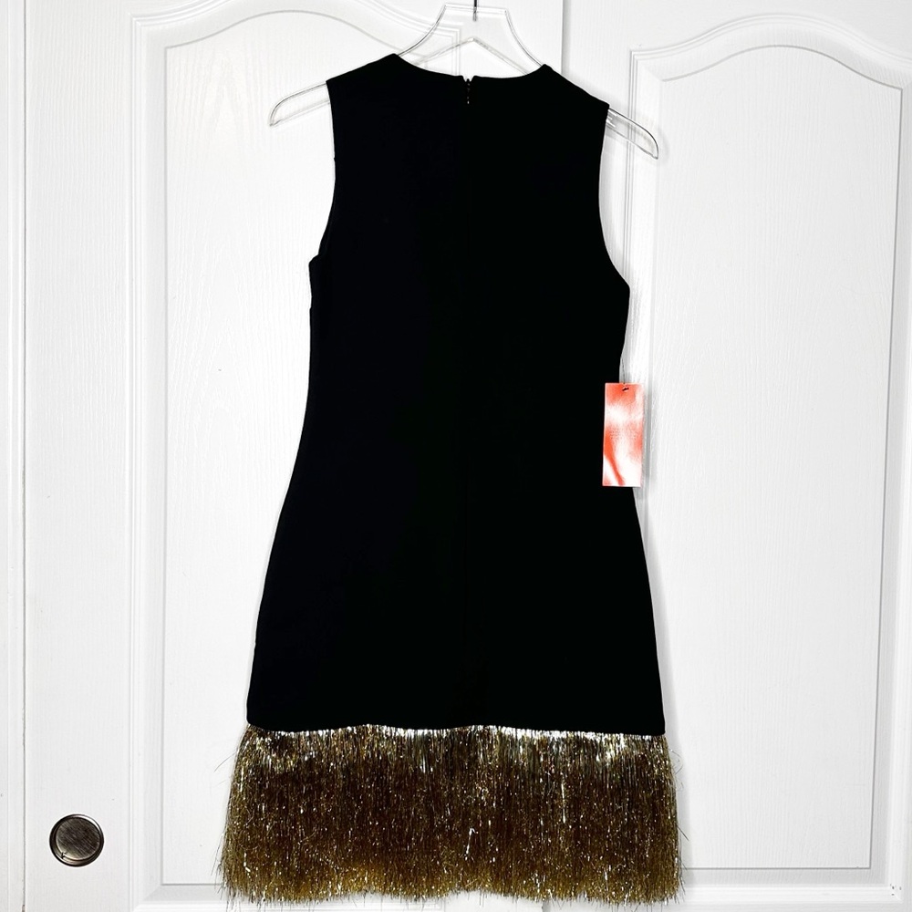 Simon Miller Bowie Fringe Mini Dress in Black Gold Silver Size Small NWT - Picture 7 of 17